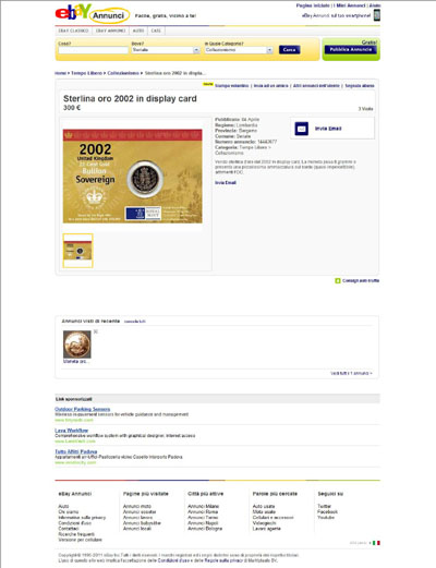eBay Annunci - 14442677 Queen Elizabeth II 2002 Gold Sovereign eBay Auction Listing